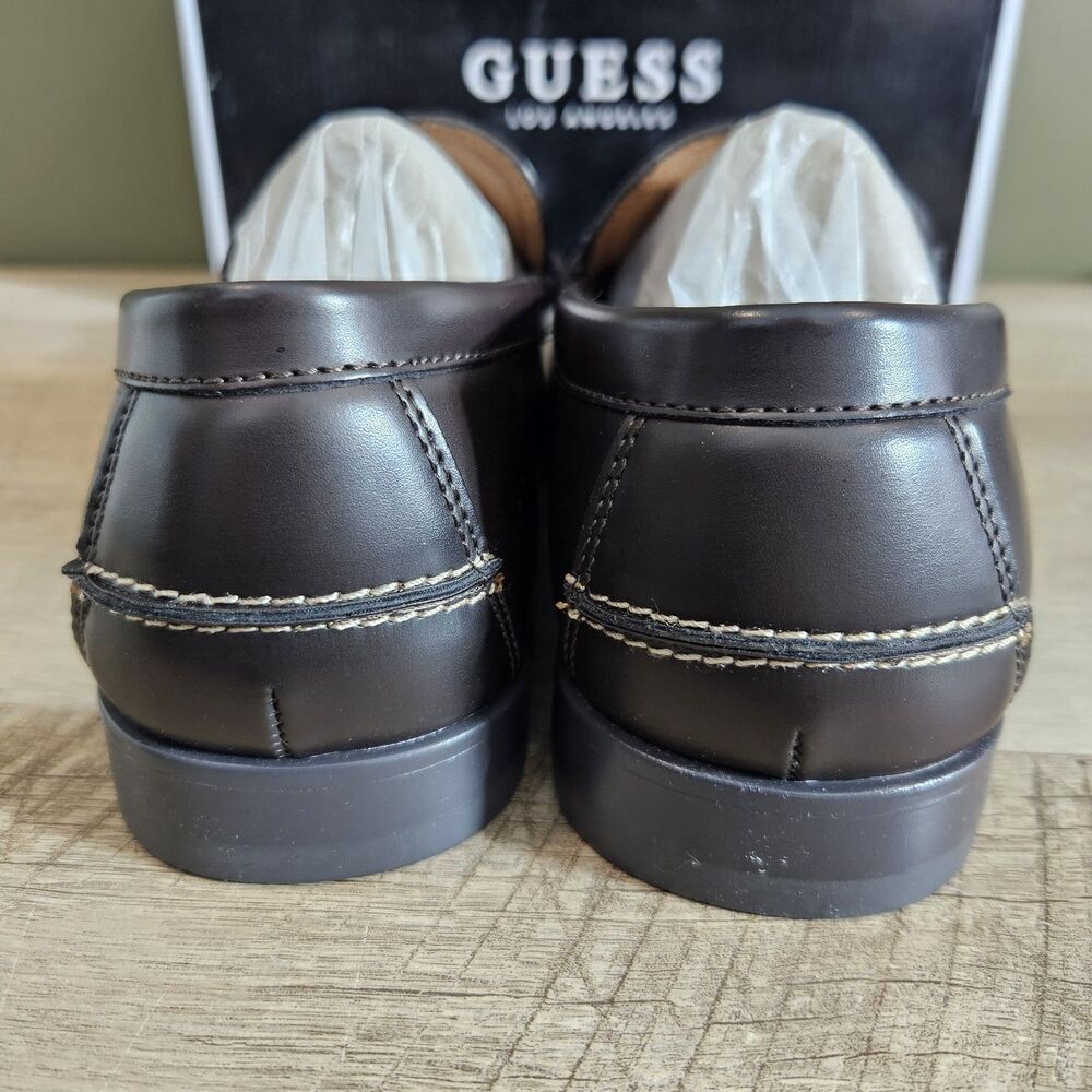 New With Box Guess Los Angeles Mens Size 9.5 Camox Moc Toe Loafers Dark Brown - Picture 3 of 12